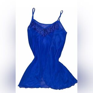 Royal Blue Open Front Babydoll Nightie